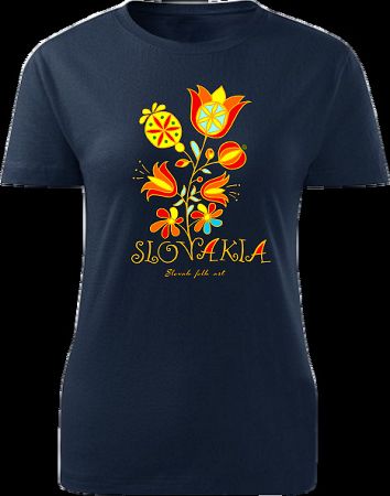 Tričko Slovakia kvet Dámske klasik Námornícke modré