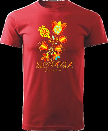 Tričko Slovakia kvet Unisex Červené