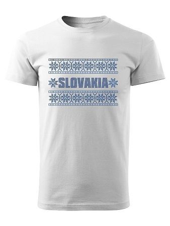 Tričko Slovakia výšivka Unisex Biele