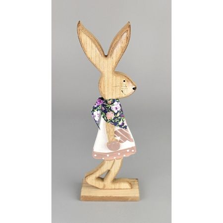 Veľkonočný drevený zajačik Matěj ružová, 24 cm